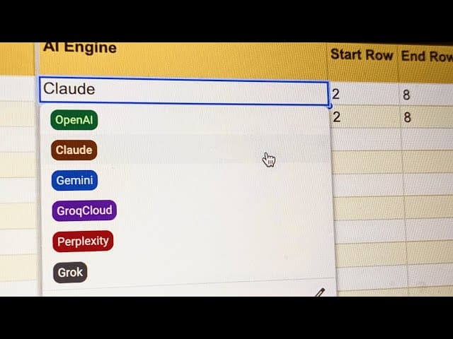 Thumbnail for Get Multiple AI Engines in Google Sheets for Programmatic SEO | Script Included