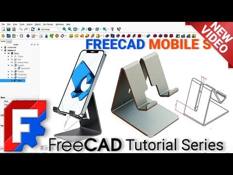 Thumbnail for FreeCAD Tutorial: 3D Model a Mobile Phone Stand Step-by-Step | Beginner to 3D Printable