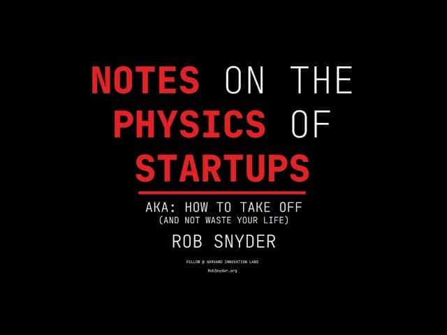 Notes on the Physics of Startups
