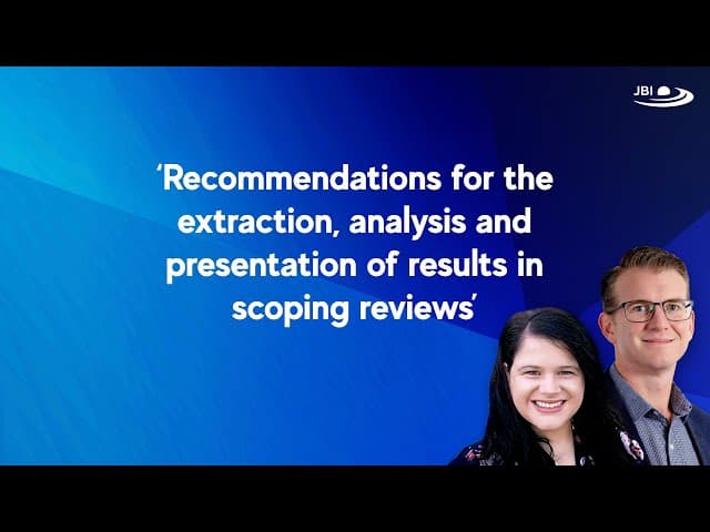Recommendations for the extraction, analysis and presentation of results in scoping reviews