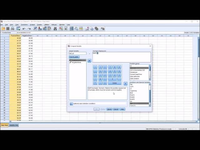 Square Root Transformation in SPSS