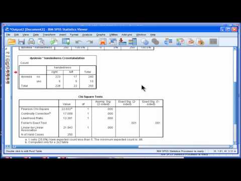 Thumbnail for 2 by 2 Contingency Table Analysis (Pearson Chi-Square) - SPSS (part 2)