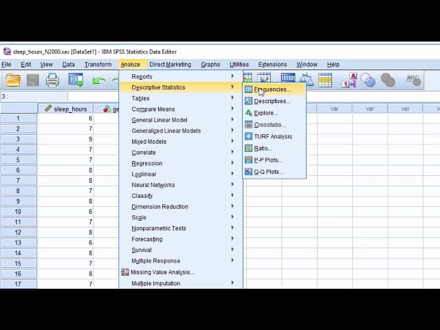 V2.7 - How to calculate kurtosis - SPSS (Sleep Data)