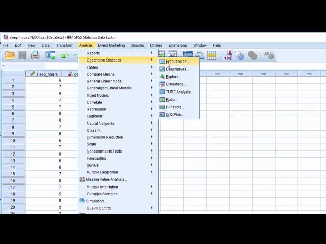 V2.5 - How to calculate skew - SPSS (Sleep Data)