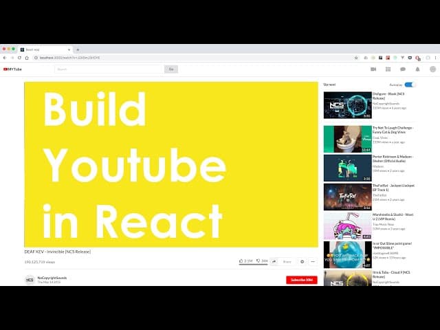 Build Youtube in React | React & Redux Javascript Tutorial using the Youtube Data API v3 cover