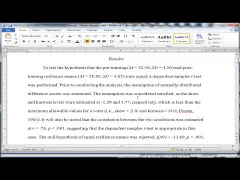 Thumbnail for Paired Samples t-test: Writing-Up Results