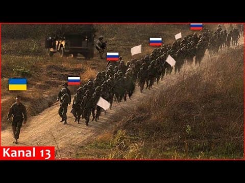 Thumbnail for Russian soldiers en masse hand over their weapons to Ukrainians and surrender in Dobropillia