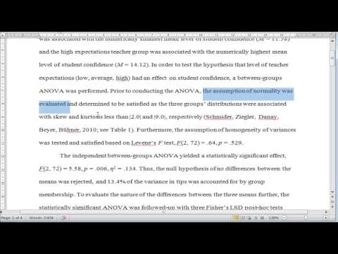 Thumbnail for One-way Between Groups ANOVA - Writing Up