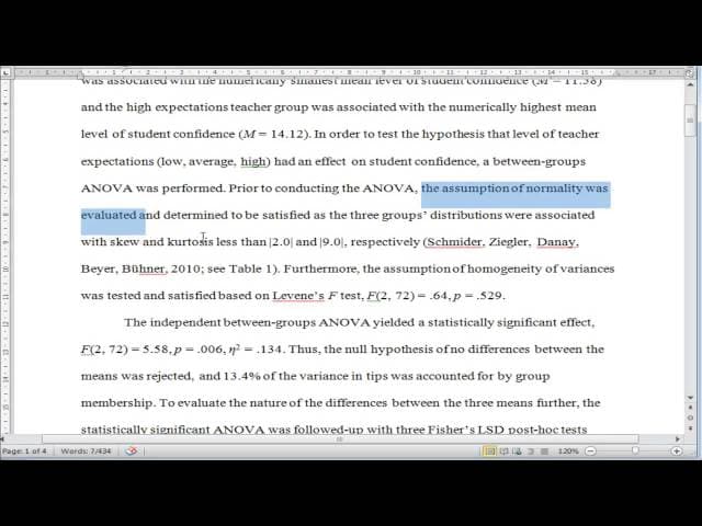 One-way Between Groups ANOVA - Writing Up cover