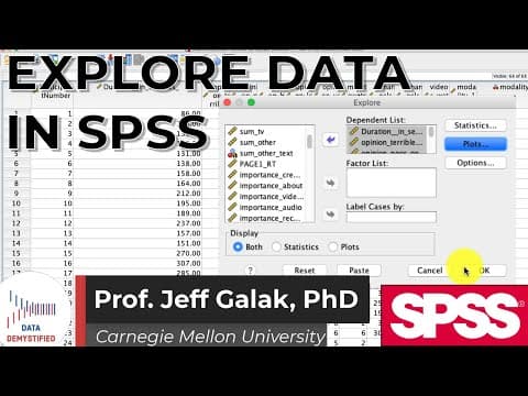 Thumbnail for Exploring Data (Explore) with SPSS Tutorials (SPSS Tutorial Video #6)