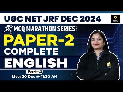 English | MCQ Marathon Series | Paper 2 ( Part 4 ) | By Neha Ma'am | UGC NET JRF DEC 2024