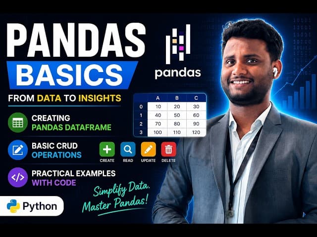 Pandas fundamentals & data manipulation for beginners: dataframe & crud operations| Quit EXCEL today cover