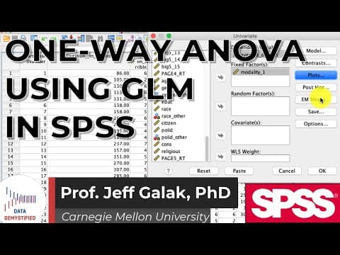 Thumbnail for One Way ANOVA (Analysis of Variance) w/ GLM in SPSS (SPSS Tutorial Video #17); General Linear Model